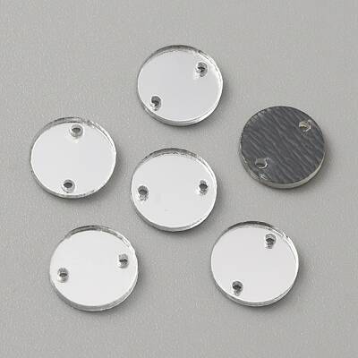 Flat Round Acrylic Mirror Sew on Rhinestone