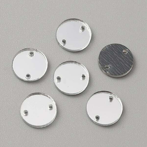 Flat Round Acrylic Mirror Sew on Rhinestone