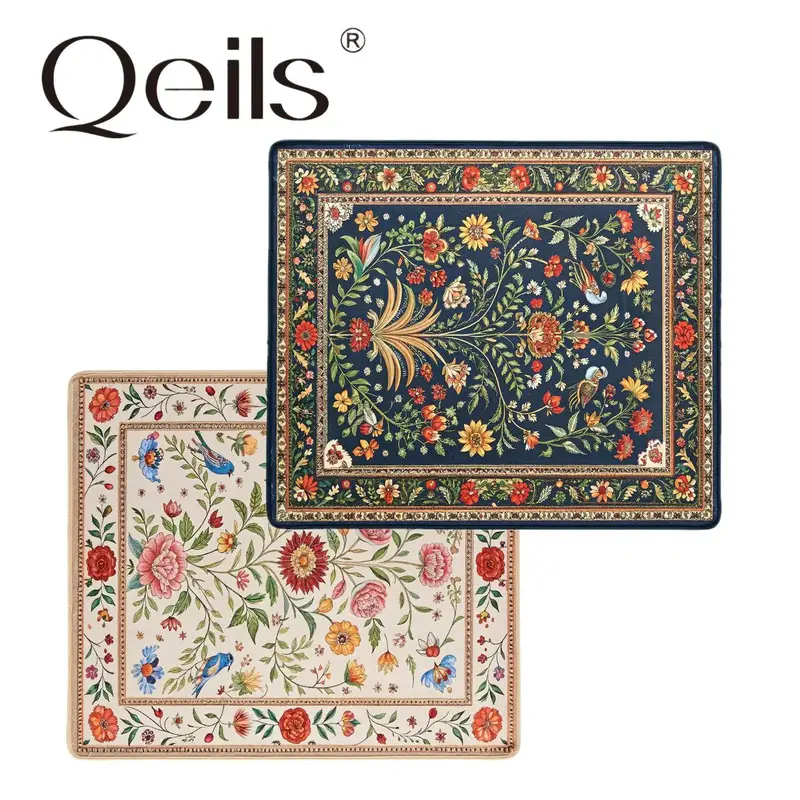 Qeils 36x41 Non-Slip Floral Area Rug Super Absorbent Washable Carpet for Bedroom Kitchen Puppy Training Pad Boho Home Dec...
