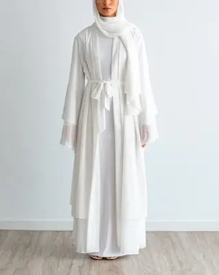 Aisha Abaya with Hijab - White