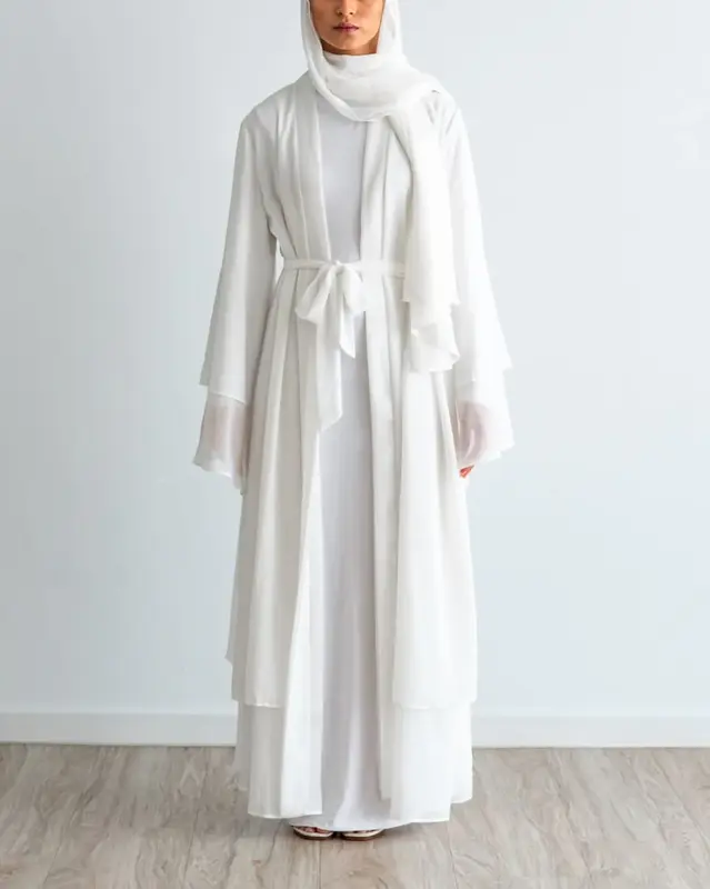 Aisha Abaya with Hijab - White