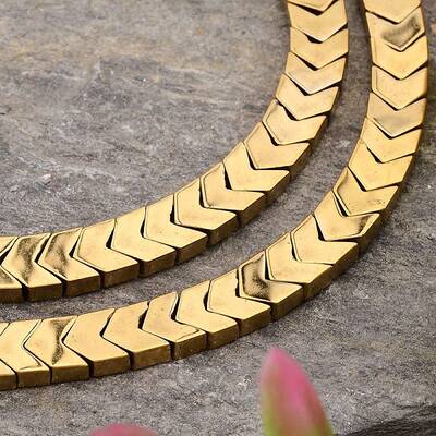 Electroplated Arrows Non-magnetic Synthetic Hematite Bead Strands