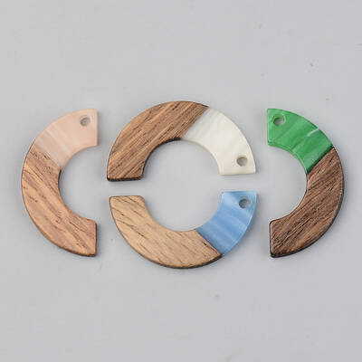 Opaque Resin & Walnut Wood Pendants