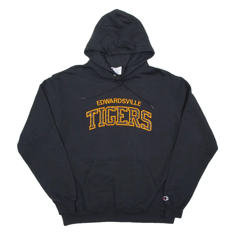CHAMPION Edwardsville Tigers Mens Black Hoodie USA L