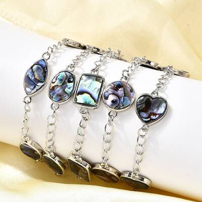 Brass & Natural Paua Shell Link Bracelets for Women