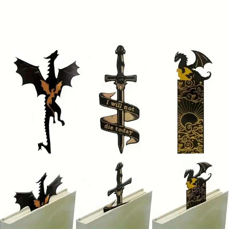 Dragon Design Bookmark, 1 Count Double Sided Cool Bookmark, Book Accessories for Book Lovers, Office Stationery & Supplies