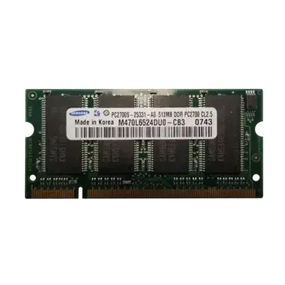Samsung M470L6524DU0-CB3 | 512MB DDR-333MHz PC2700 Non-ECC Unbuffered SODIMM CL2.5 2Rx16 2.5V 200-Pin Memory Module