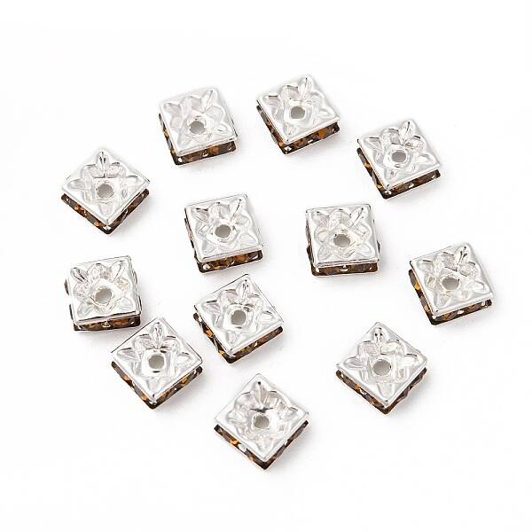 Brass Rhinestone Spacer Beads