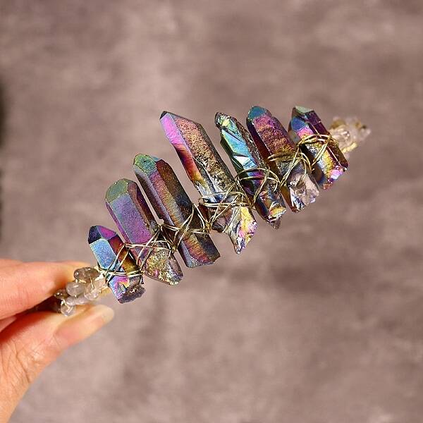 Natural Electroplated Crystal Hair Bands