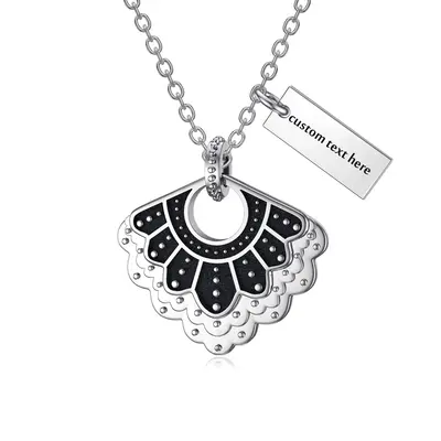 Sterling Silver Personalized Engraving & Ginsberg Collar Pendant Necklace