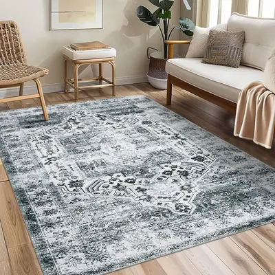 Garvee Washable Rug 9x12 Living Room Rug Vintage Distressed Rug Non Slip Rug for Bedroom Stain Resistant Throw Rug Low Pile A...