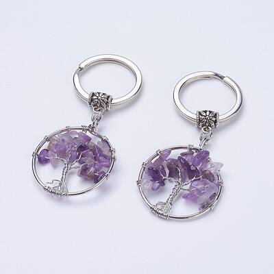 Natural Amethyst Keychain