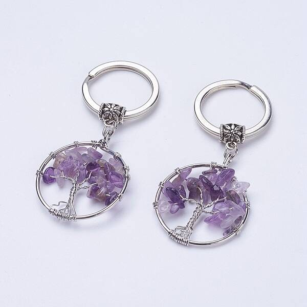 Natural Amethyst Keychain