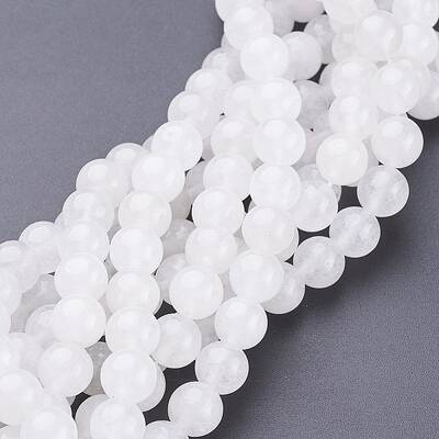 15.3 inch Natural White Jade Beads Strands