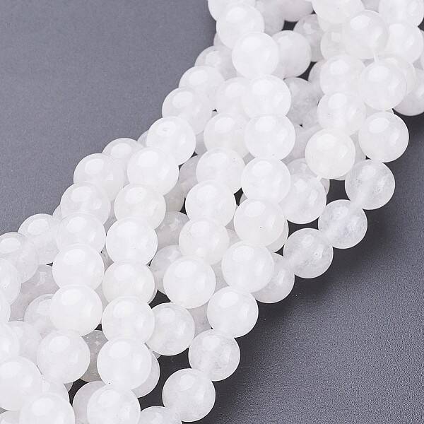 15.3 inch Natural White Jade Beads Strands