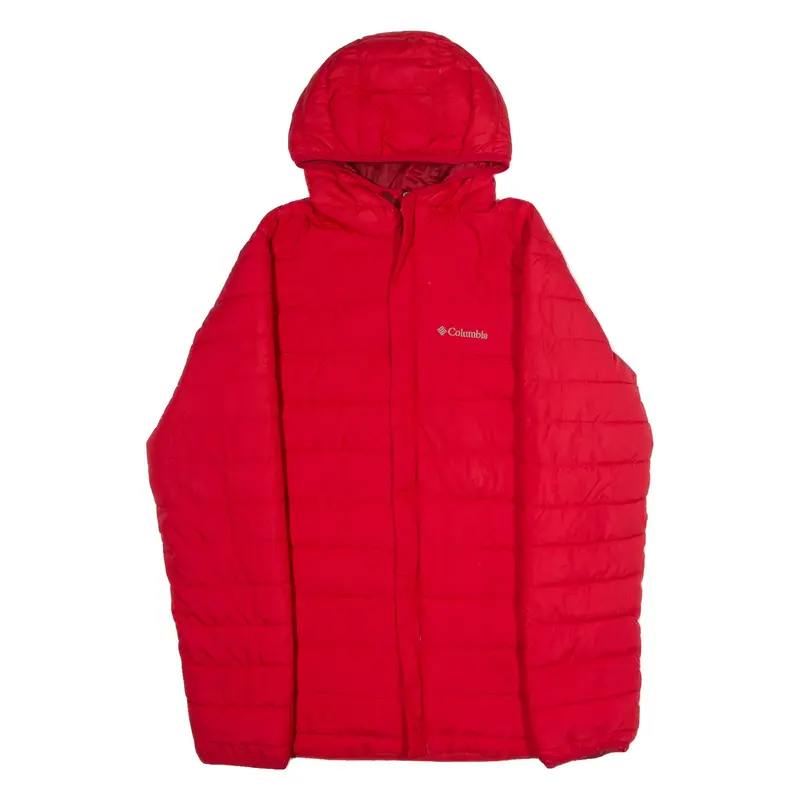 COLUMBIA Womens Puffer Jacket Red Hooded XL
