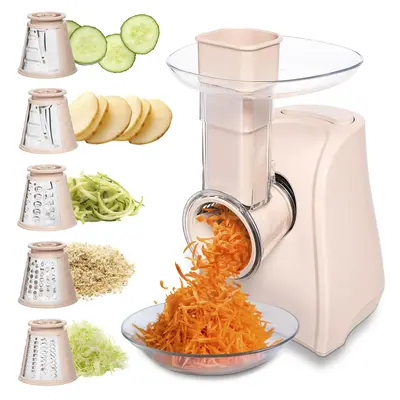 COOK WITH COLOR 5-in-1 Electric Slicer, 150W Food Prep Machine – Cheese Shredder, Fine & Coarse Graters, Potato Grater, Veg...