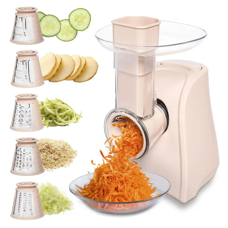 COOK WITH COLOR 5-in-1 Electric Slicer, 150W Food Prep Machine – Cheese Shredder, Fine & Coarse Graters, Potato Grater, Veg...
