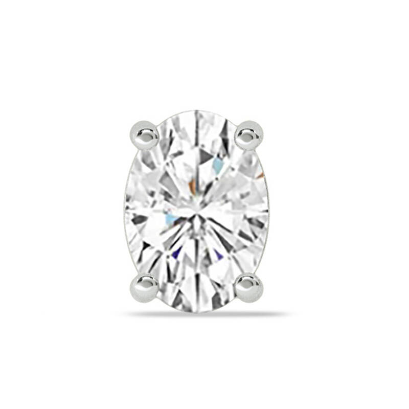 Certified Lab Grown Four Prong Oval Shape Single Diamond Stud Earring | 14K White Gold 1/2 ct. tw.