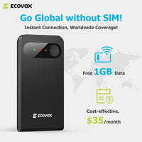 ECOVOX Portable Travel Internet  WiFi hotspot,camping fishing seaside unlimited high speed smart router with Global 1GB data ...