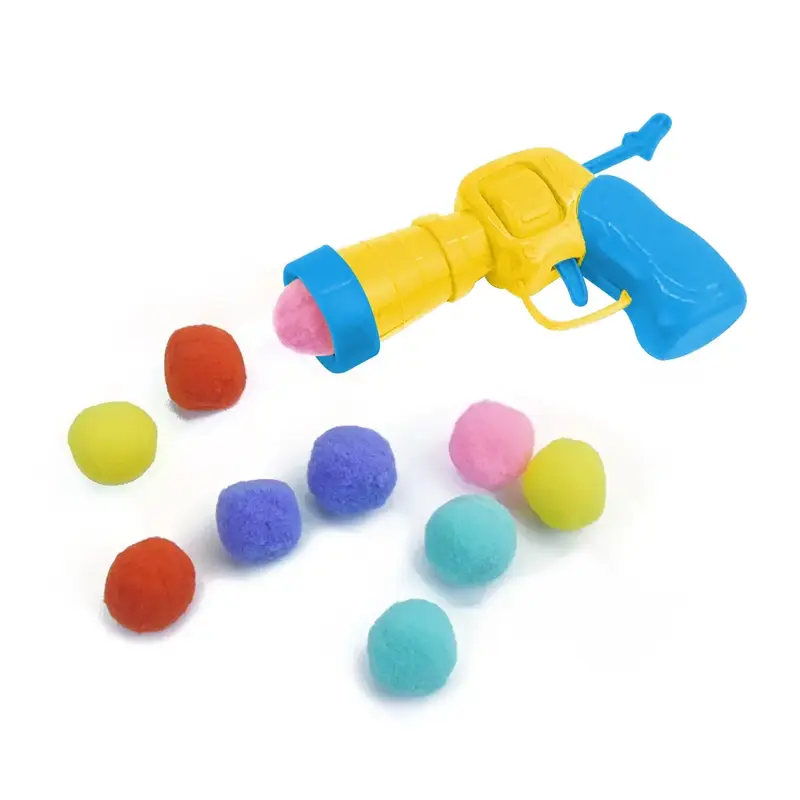 Plush Ball Shooting Gun with 10 Hairball, Pet Hairball Launch Toy, Interactive Cat Toy, Mini Foam Ball Shooting Gun Fun Toy, ...