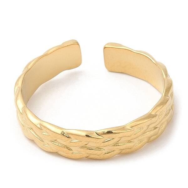 304 Stainless Steel Textured Open Cuff Ring