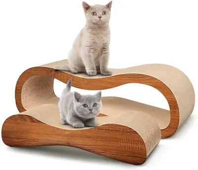 FluffyDream2 in 1 Cat Scratcher Cardboard Lounge Bed, Cat Scratching Board– Sofa Saver, Aesthetic Pet Must-Have, Multi-Purp...