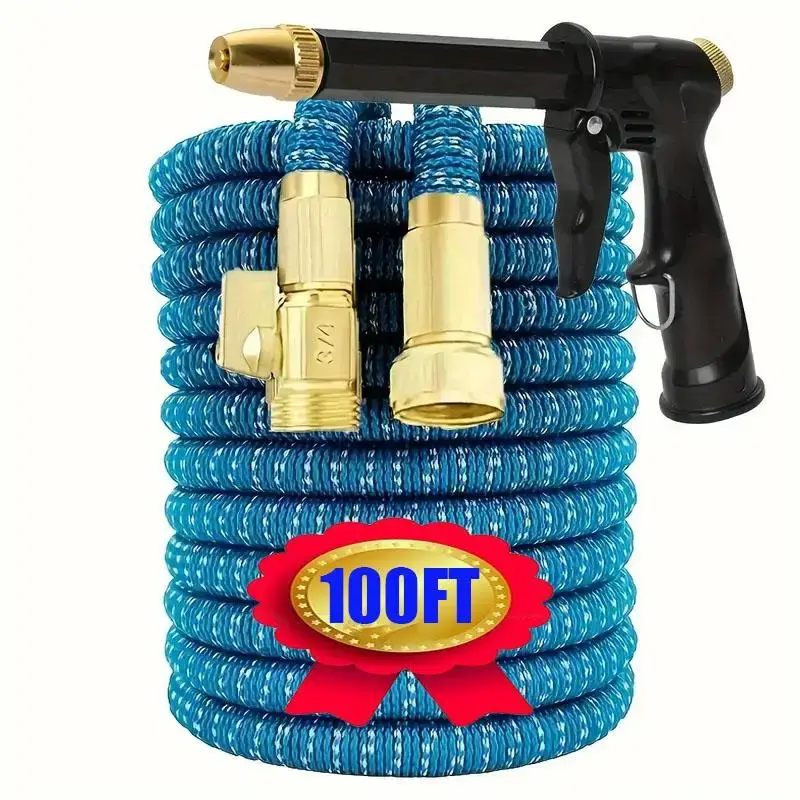 Expandable Garden Hose Set, Garden Hose with 3/4 Inch Heavy Duty Solid Brass Connector, Lightweight & Leak Proof Water Hose f...