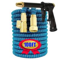 Portable Expandable Garden Hose Set, Portable Garden Hose with 3/4 Inch Heavy Duty Solid Brass Connector, Lightweight & Leak ...