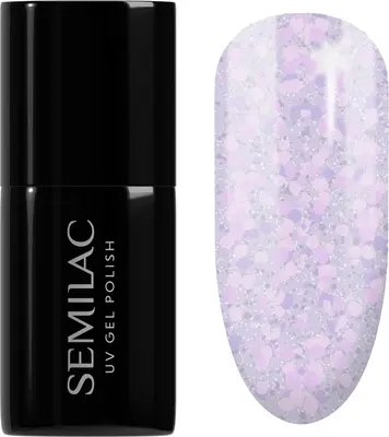 Semilac UV Hybrid Crushed_ICE Gel Nail Polish with UV/LED Lamp Color 492 Icy Lavender Bliss 7ml