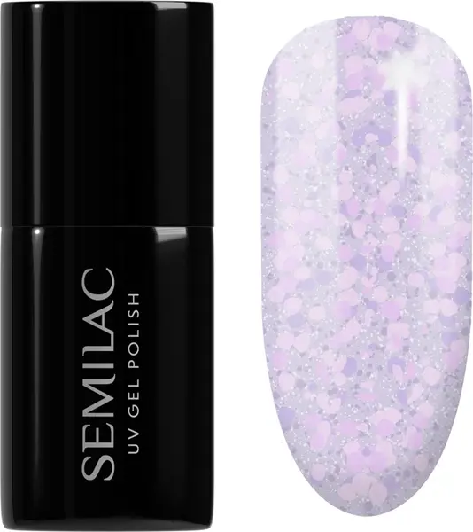 Semilac UV Hybrid Crushed_ICE Gel Nail Polish with UV/LED Lamp Color 492 Icy Lavender Bliss 7ml