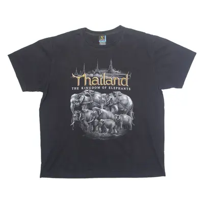 SAFFAR Elephants Mens T-Shirt Black 2XL