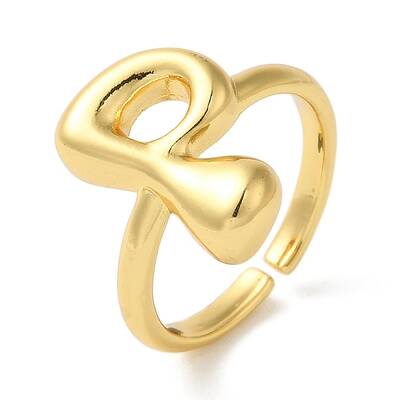 Initials Brass Open Cuff Ring for Women