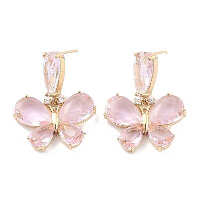 Butterfly Brass Dangle Stud Earrings