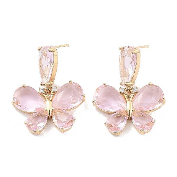 Butterfly Brass Dangle Stud Earrings