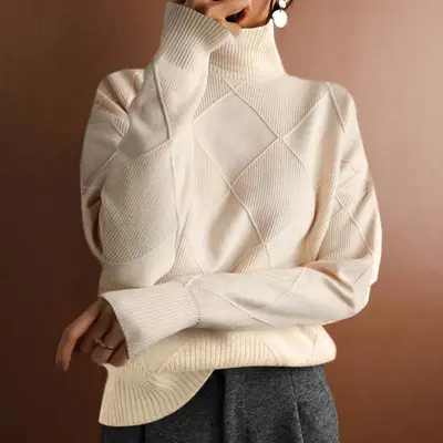 Erica | Textured Turtleneck Knit Sweater