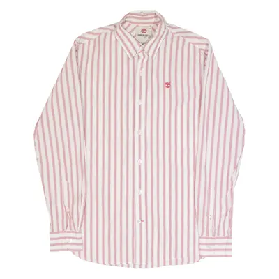 TIMBERLAND Mens Shirt Red Striped Long Sleeve S