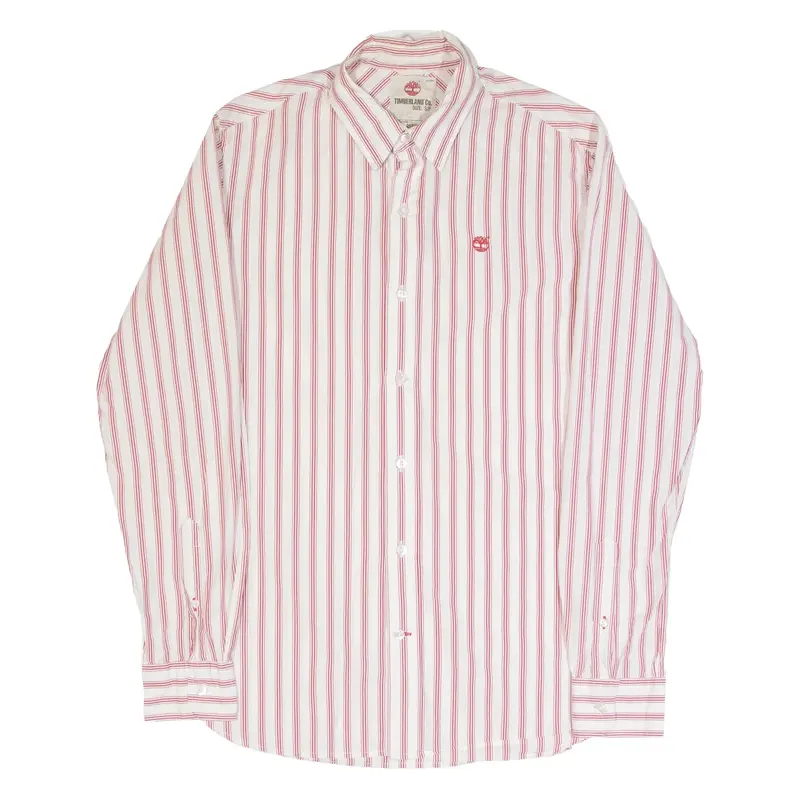 TIMBERLAND Mens Shirt Red Striped Long Sleeve S
