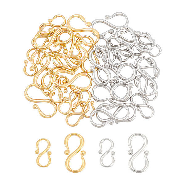 40Pcs 4 Styles Ion Plating(IP) 304 Stainless Steel S-Hook Clasps