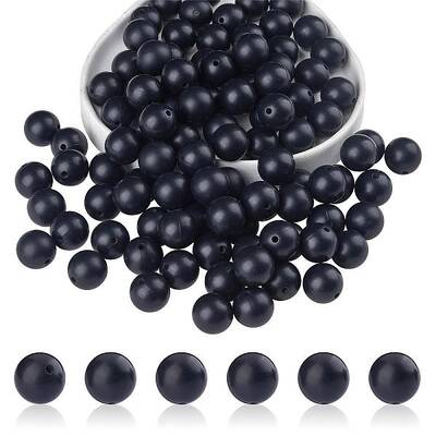 100Pcs Silicone Beads Round Rubber Bead 15MM Loose Spacer Beads for DIY Supplies Jewelry Keychain Making