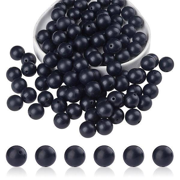 100Pcs Silicone Beads Round Rubber Bead 15MM Loose Spacer Beads for DIY Supplies Jewelry Keychain Making