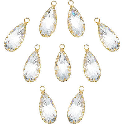 BENECREAT 10Pcs 18K Gold Plated Brass Glass Charm Pendants