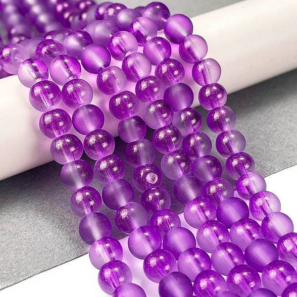 Frosted Transparent Glass Bead Strands