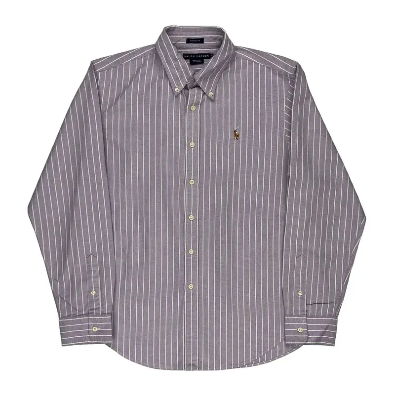 Age 14 Ralph Lauren Striped Shirt - Large Purple Cotton | Size: large