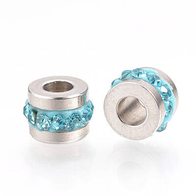201 Stainless Steel Polymer Clay Rhinestone Inlaid Beads