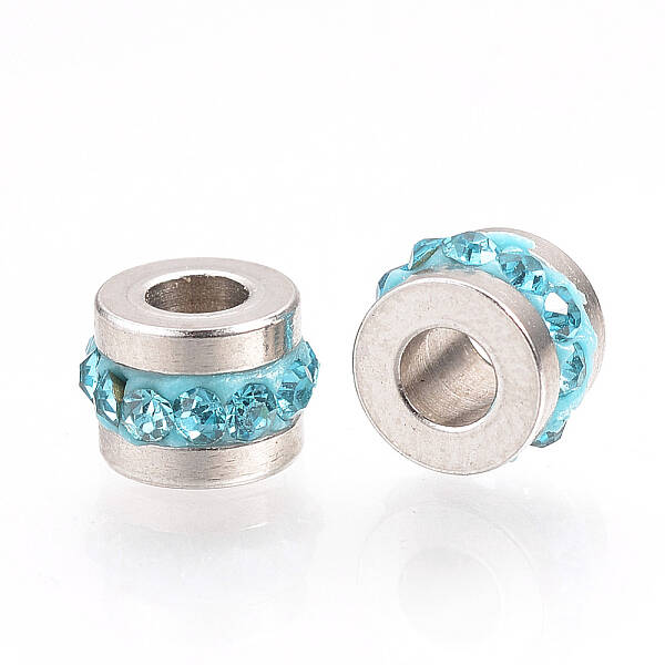 201 Stainless Steel Polymer Clay Rhinestone Inlaid Beads