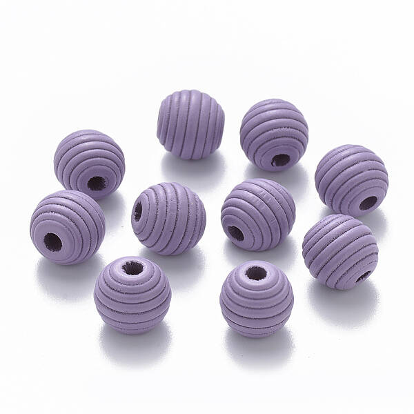 Painted Natural Wood Beehive Beads