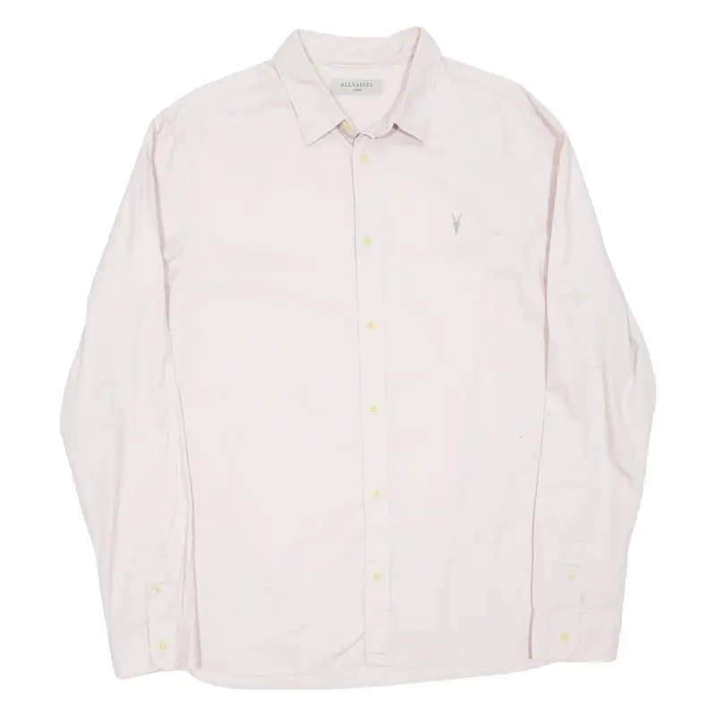 ALL SAINTS Mens Plain Shirt Pink Long Sleeve L