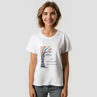 Colorful Retro Tree Custom Family Reunion T-Shirt