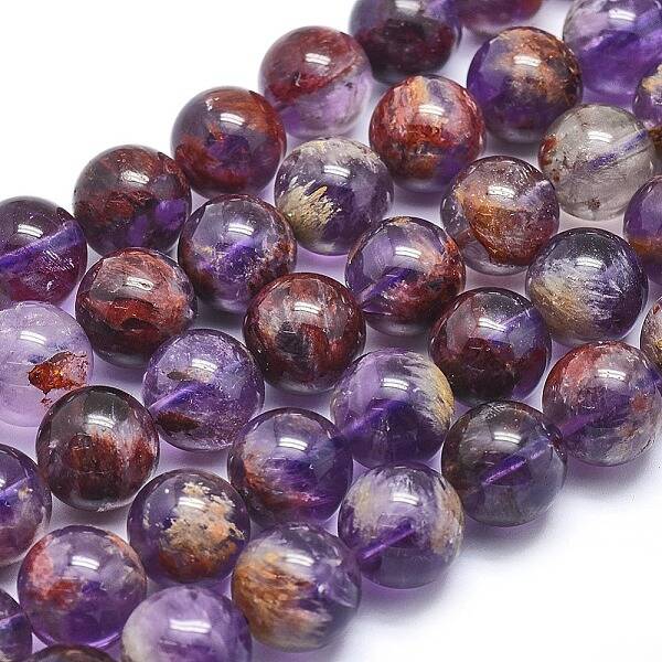 Natural Purple Lodolite Quartz/Purple Phantom Quartz Beads Strands